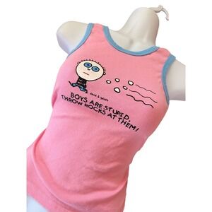 Y2K 2000s coded David & Goliath Boys Are Stupid ringer tank